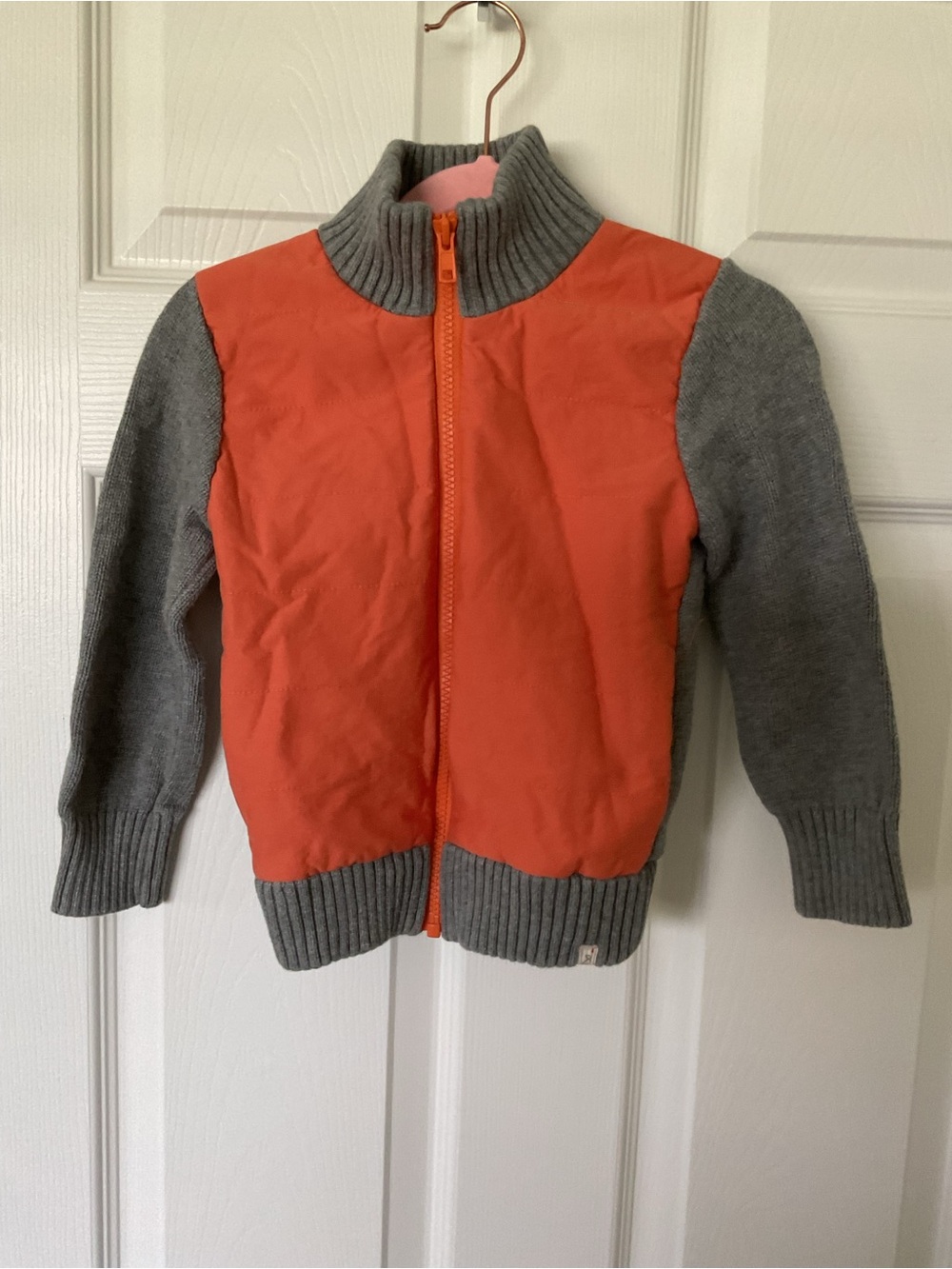 Orange and Gray Zip-Front Knit Jacket Me & Henry